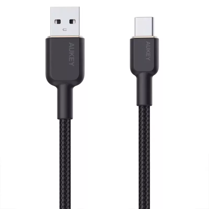 USB-A-naar-USB-C-kabel Aukey CB-NAC1, 1 m, gevlochten nylon, USB PD 60 W, USB 2.0
