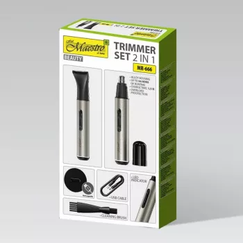 Trimmer-set 2-in-1 Maestro MR-666 USB — oplaadbare dubbele verzorgingsset