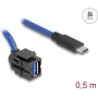 DeLOCK 88156 USB-kabel 0,5 m USB A USB C zwart blauw