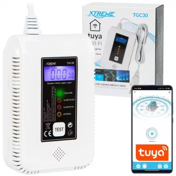 Koolmonoxide- en gasmelder BLOW TGC30 WiFi Tuya — lcd, 85 dB, bedraad, opbouwmontage, wit