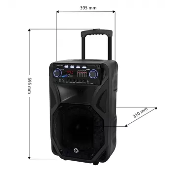Draagbare karaokeluidspreker MANTA SPK5021PRO 20W, 12-inch woofer, 80W RMS, Bluetooth, accuduur tot 5 uur, SD/USB, microfoon- en gitaaringangen
