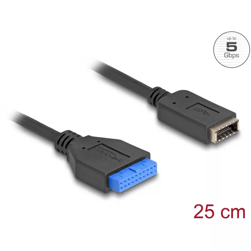 DeLOCK USB-kabel pinheader-bus naar interne USB Type-E Key A 25 cm