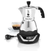 Elektrische mokakoker BIALETTI 3 kopjes Moka Timer, programmeerbaar LED-display, aluminium behuizing, kanreservoir