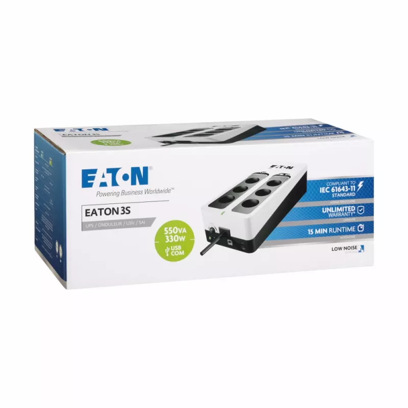 Eaton 3S 550 DIN 0,55 kVA 330 W 6 AC-stopcontacten