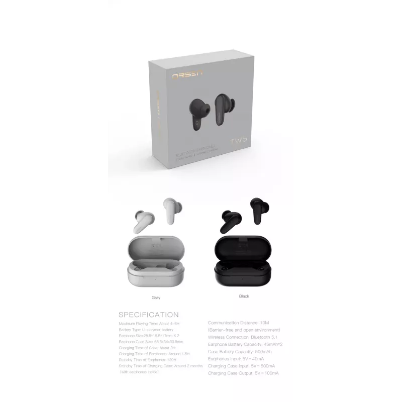 In-ear-koptelefoon Orsen T3 Bluetooth