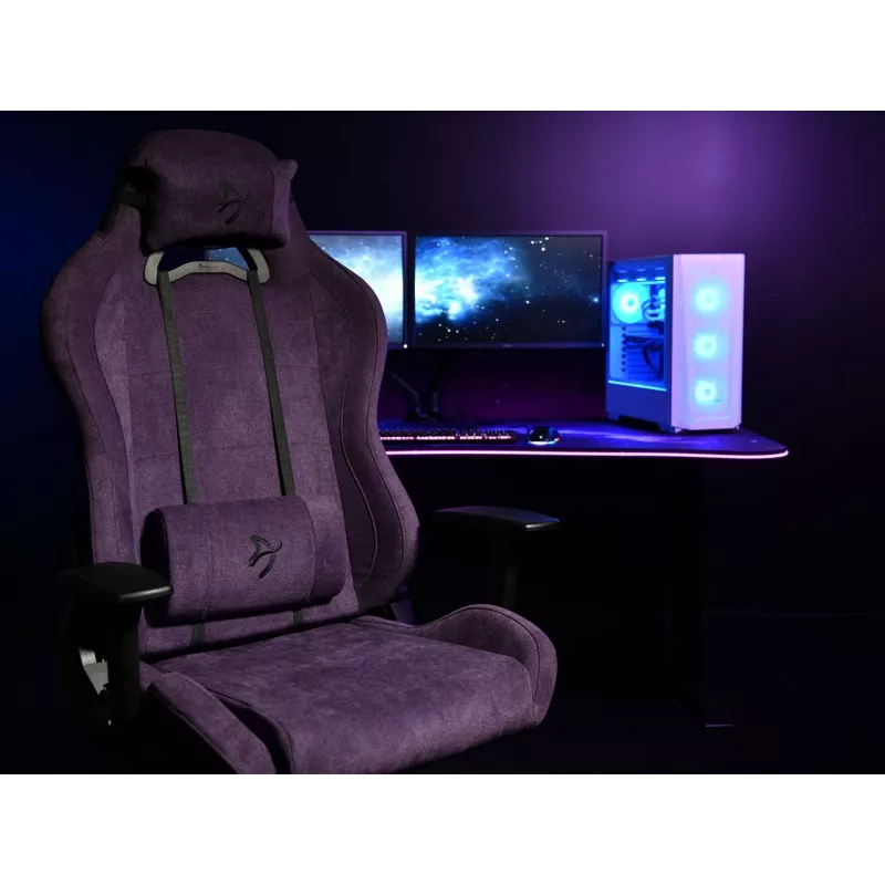 Gamingstoel Arozzi Torretta SoftFabric paars – ergonomisch ontwerp, verstelbare armleuningen, kantelbare rugleuning