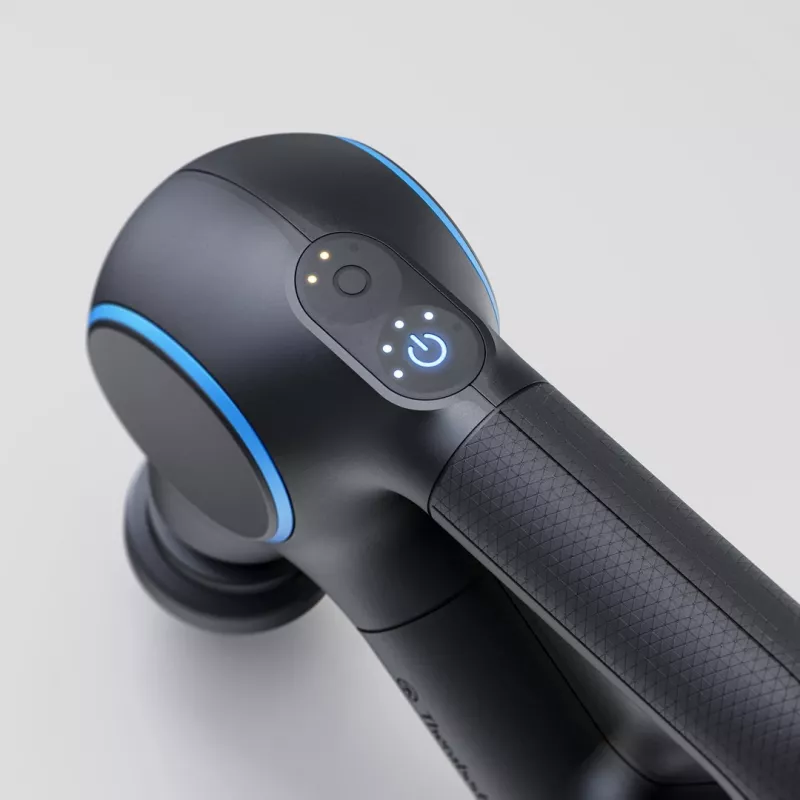 Therabody Theragun Prime Plus massageapparaat borst, hand, benen zwart, blauw