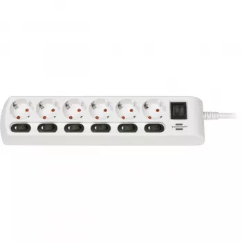 Brennenstuhl 1153110126 verlengsnoer 2 m 6 stopcontacten binnen wit (1153110126)