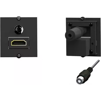 Stopcontact-inbouw HDMI + 3,5 mm Bachmann 917.189, 1-voudig, zwart