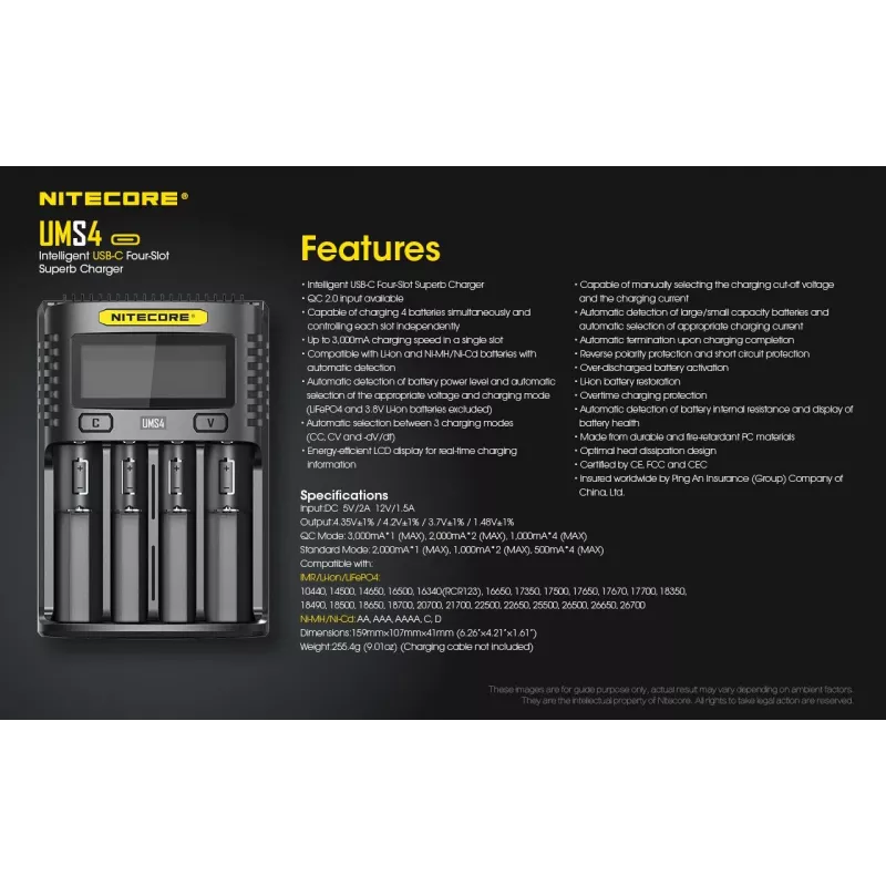 Oplader Nitecore UMS4