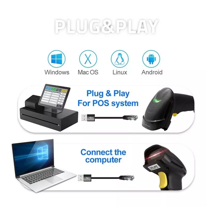Qoltec 1D laser barcodelezer | USB | zwart