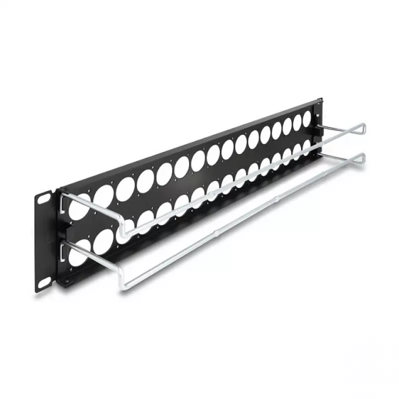 DeLOCK 67057 19 inch D-type patchpanel met trekontlasting, 32 poorten, zwart