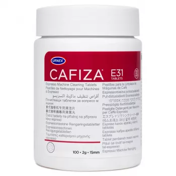 Reinigingstablet URNEX Cafiza E31 voor koffiemachines, tube-dispenser, 100 tabletten, wit