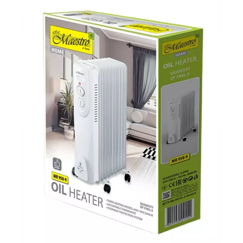 Elektrische kachel Maestro olieradiator 9 ribben 2000W MR 950 9