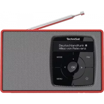 DAB+ digitale radio TECHNISAT Digitradio 2 rood/zilver — draagbare DAB+/FM-ontvanger, ingebouwde luidspreker