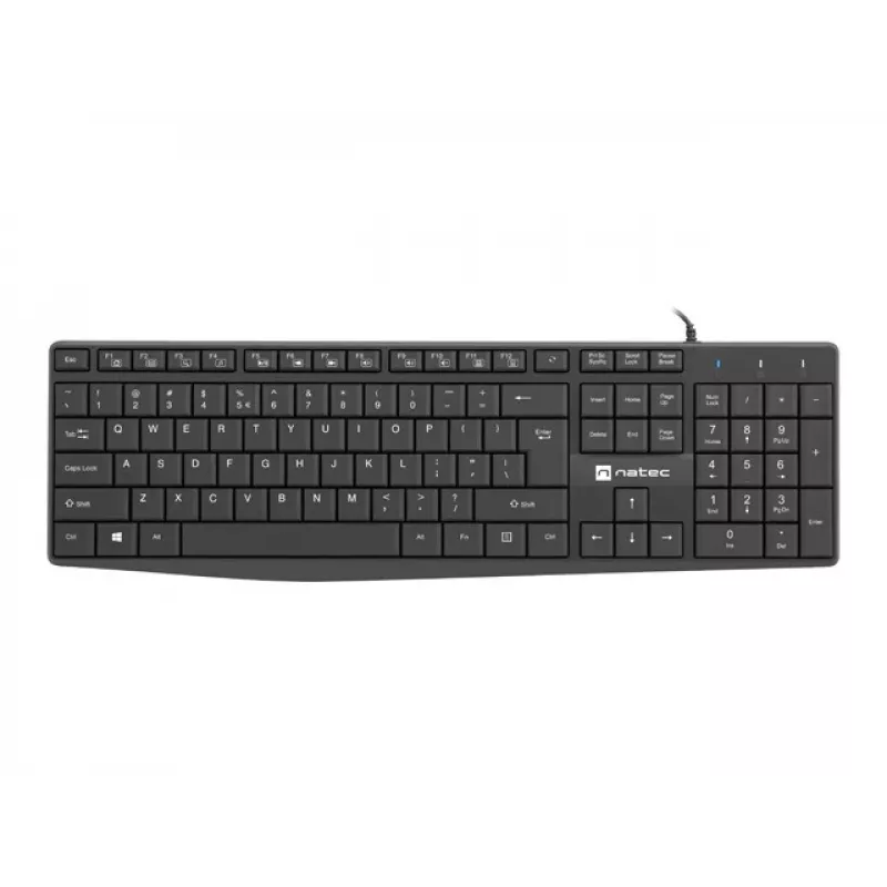 Bedrade full-size toetsenbord NATEC NAUTILUS NKL-1950 — USB, QWERTY US International, 105 toetsen, zwart