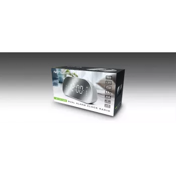 Klokradio Muse M-170CMR — digitale klokradio, 1,2 inch led-display, FM, AC 230V, AAA-back-up, spiegel/wit