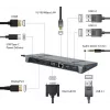 Laptop-dock Gembird A-CM-COMBO9-02 USB 3.2 Gen 1 Type-C, HDMI, VGA, 3×USB-A, Gigabit Ethernet, 87W PD, grijs