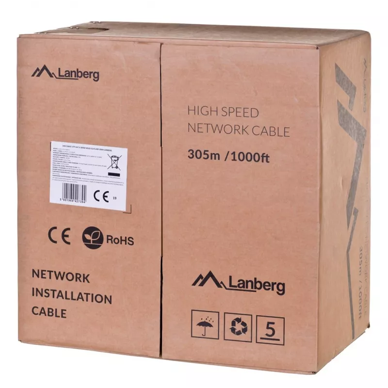 Lanberg LCU6-12CU-0305-S netwerkkabel 305 m Cat6 U/UTP (UTP) grijs