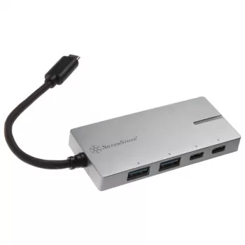 USB 3.1-C adapter SILVERSTONE SST-EP09C – USB-C-naar-USB-A-connectiviteit, zilveren afwerking