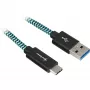 USB 3.2 Gen 2-kabel, USB-A stekker > USB-C stekker (zwart/lichtblauw, 1 meter, omhuld)
