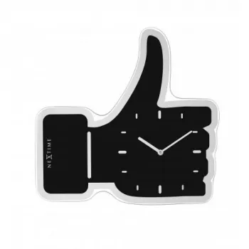 NeXtime wandklok 3072zw Thumbs up, 40,5x41 cm, wand, zwart/zilver