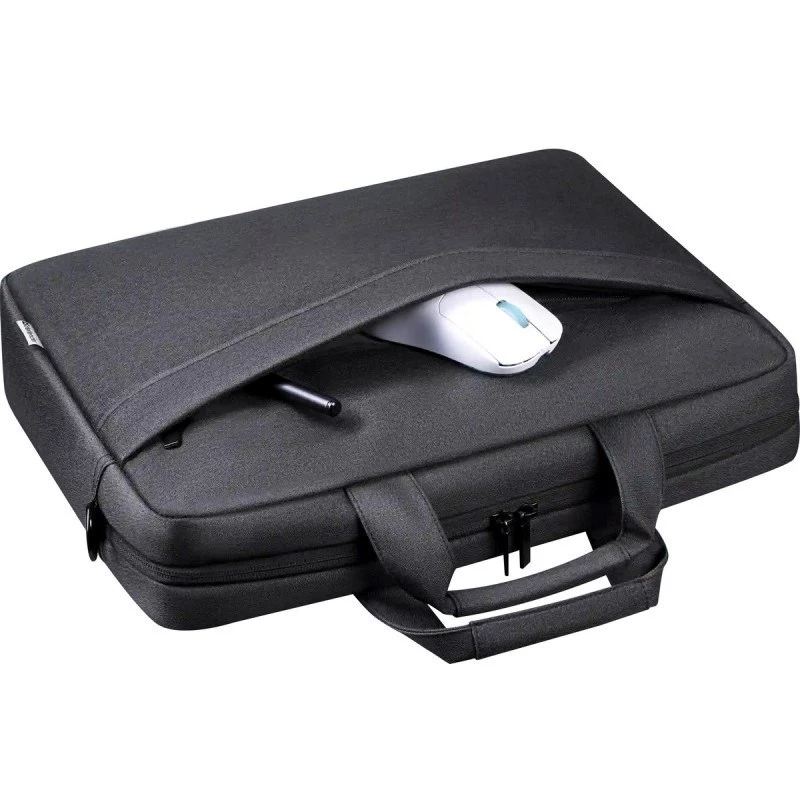 Laptoptas DEFENDER FIRM 26123 voor 15,6 inch laptops, polyurethaan, zwart, toploader, afneembare schouderriem