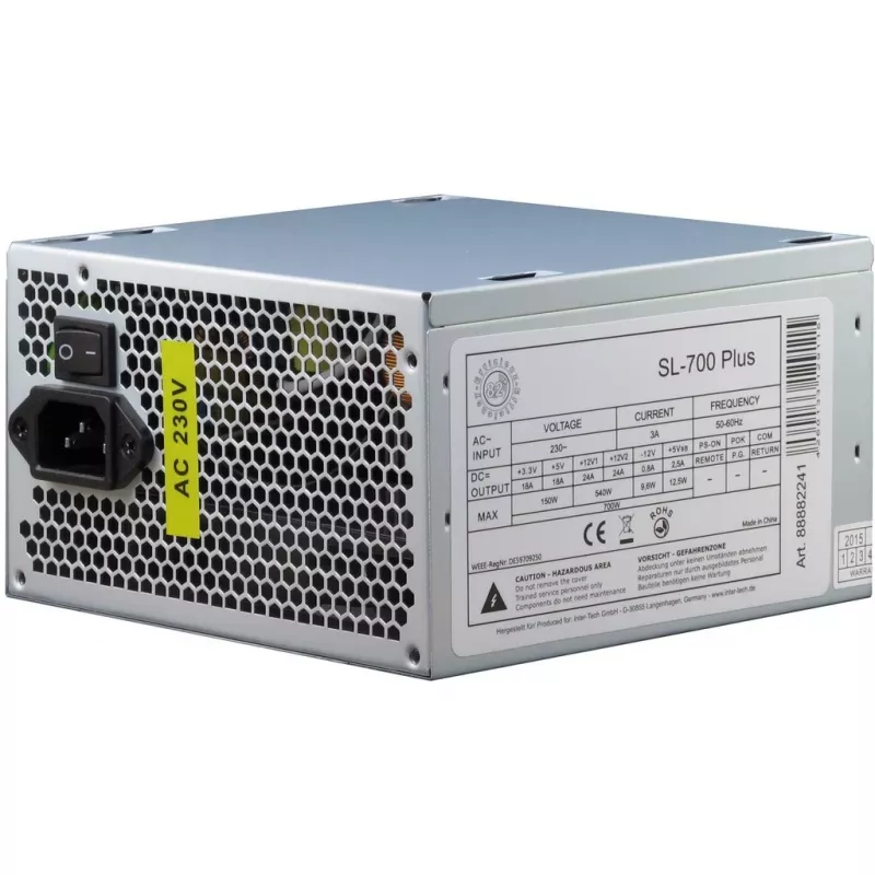 Inter-Tech SL-700 Plus - voeding (intern) - ATX12V 2.4 - AC 230 V - 700 Watt - actieve PFC (88882141)