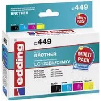 edding printerpatronen EDD-449 zwart, cyaan, magenta, geel compatibel met brother LC-123BK/C/M/