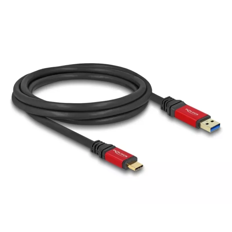 USB-kabel DeLOCK 80618 10 Gbit/s Type-A naar Type-C 2m rood metaal