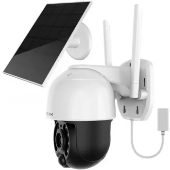 IP-beveiligingscamera Foscam B4 Dome 4 MP (2560×1440), Wi-Fi 2,4 GHz, IP65, solar + accu 5000 mAh, 355° zwenk, 90° kanteling