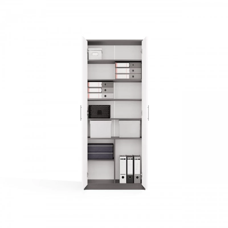 OLIV 2D CLOSED SHELVING UNIT, antraciet/wit SET