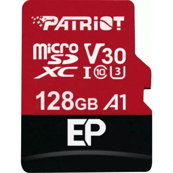 MicroSDXC-geheugenkaart PATRIOT 128 GB klasse 10 U3 V30, lezen 100 MB/s, schrijven 80 MB/s, microSDXC