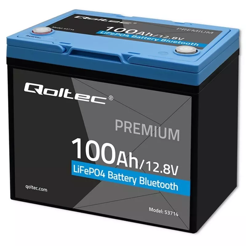 LiFePO4-batterij QOLTEC 12,8 V 100 Ah met Bluetooth — 12,8 V 100 Ah