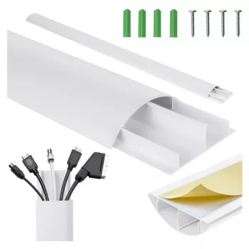 Aluminium afdekstrip MACLEAN MC-814 W wit – kabelorganisatiestrip, star aluminiumprofiel om kabels te verbergen