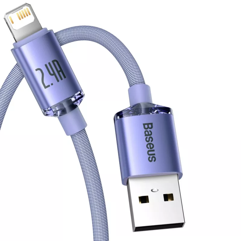 Baseus Crystal Shine kabel USB naar Lightning, 2,4A, 2m (paars)