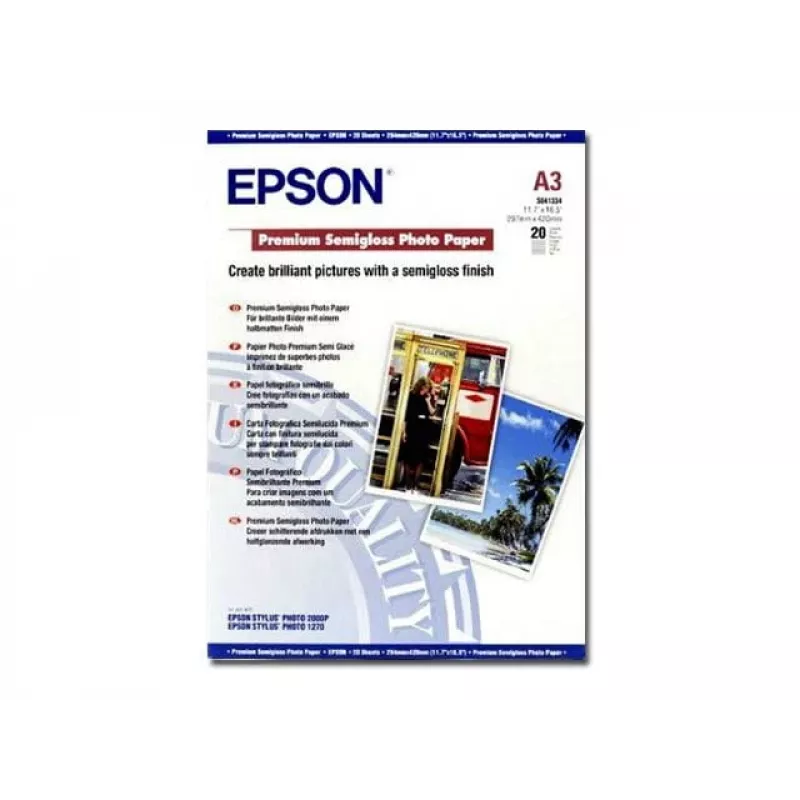Epson Premium Semigloss fotopapier, DIN A3, 251 g/m², 20 vel