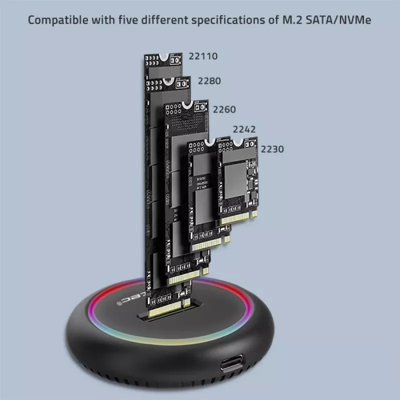 M.2 SSD-dockingstation QOLTEC 52275 voor SATA- en NVMe-schijven, USB-aansluiting