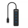 USB-hub Unitek uHUB Q4 – 4-poorts USB 3.2 Gen 1 (Type-A) hub, USB-C host, 5 Gbit/s, 10 W, zwart