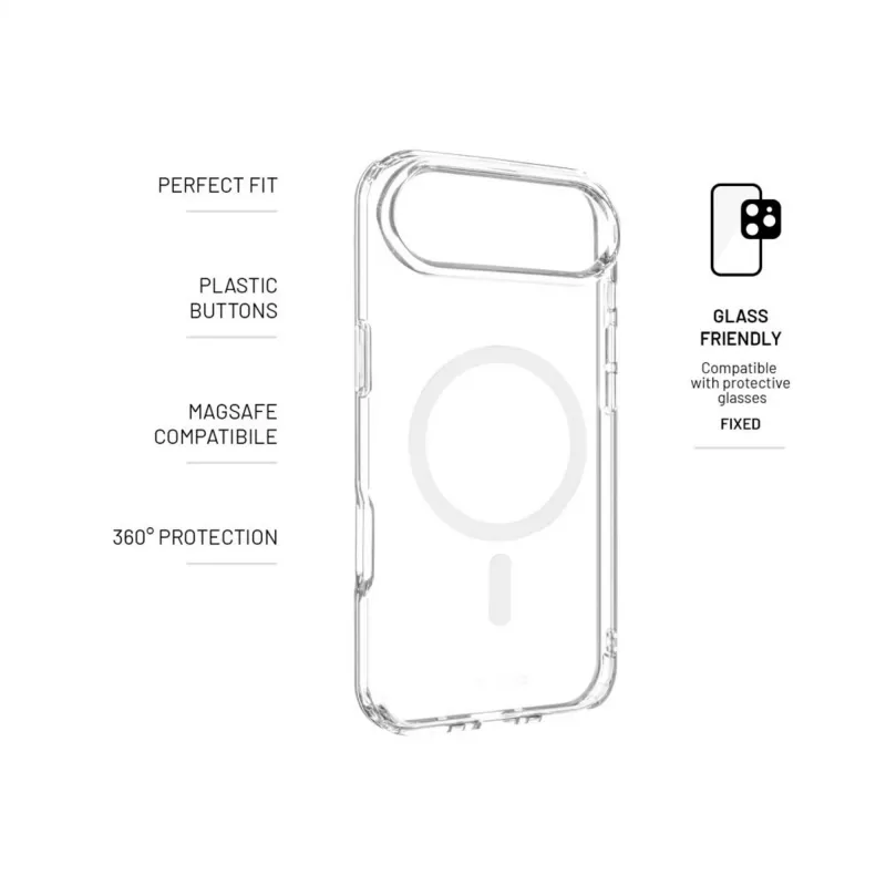 Achterkant cover FIXED voor Apple iPhone Air – transparante TPU-binnenlaag + PC-buitenschaal, MagSafe-ondersteuning