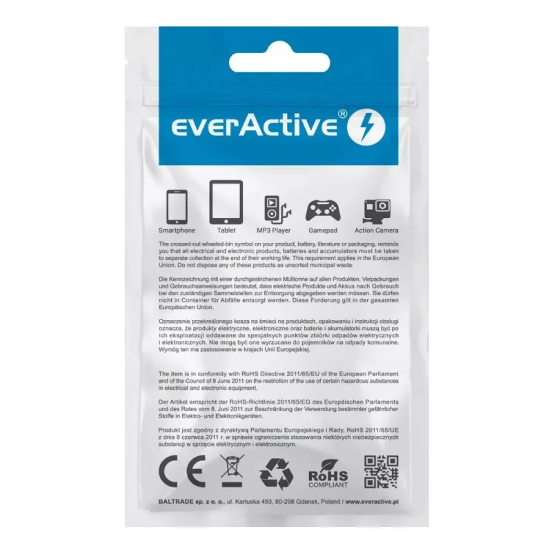 everActive kabel USB 1m - wit, silicone, snel opladen, 2,4A - CBS-1MW