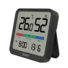 Savio CT-01/B draadloze temperatuur- en vochtigheidssensor voor binnen, LCD, klok, datum, magnetische houder, zwart