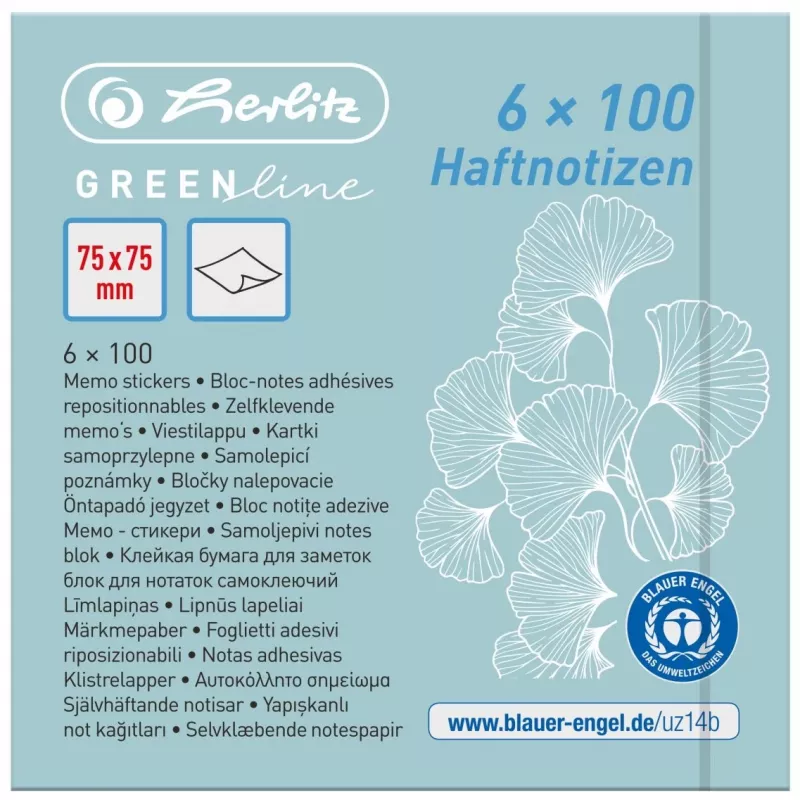 Notitiepapier rechthoekig Herlitz 50033430 blauw groen geel