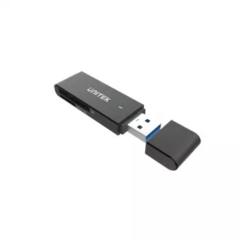 Kaartlezer Unitek Y-9327A USB 3.2 Gen 1 Type-A — MicroSD/SD, 2 sleuven, 5000 Mbit/s, zwart