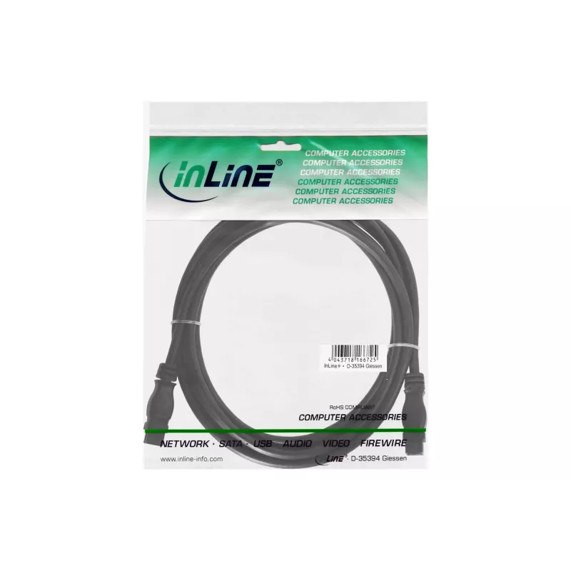 FireWire 800-kabel InLine 39902 1,8 m stekker/stekker zwart