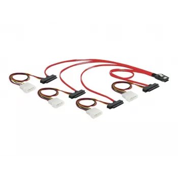 DeLOCK - Interne SAS-kabel (Serial Attached SCSI) - 4-Lane - 36-polig 4i Mini MultiLane - Interne stroomvoorziening, 4-polig, interne SAS, 29-polig (SFF-8482) - 50 cm (83059)