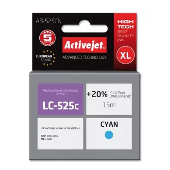 Inktpatroon ActiveJet AB-525CN compatibel voor Brother, cyaan, hoge (XL) capaciteit, 15 ml