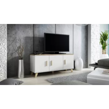 Cama sideboard LOTTA 150 3D wit + sonoma eiken