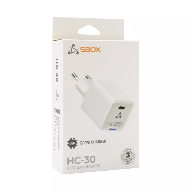 SBOX Home Charger HC-30 30W GaN USB Type-C snellader