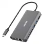 UNITEK uHUB O8+ bekabelde USB 3.2 Gen 1 Type-C hub, grijs, 100W Power Delivery